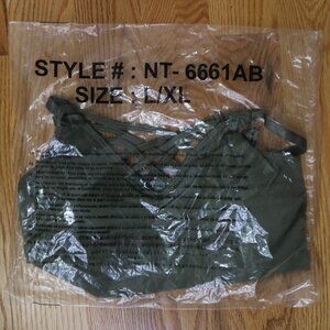 Zenana Outfitters Olive Green Seamless Lattice Front Bralette Size L/XL